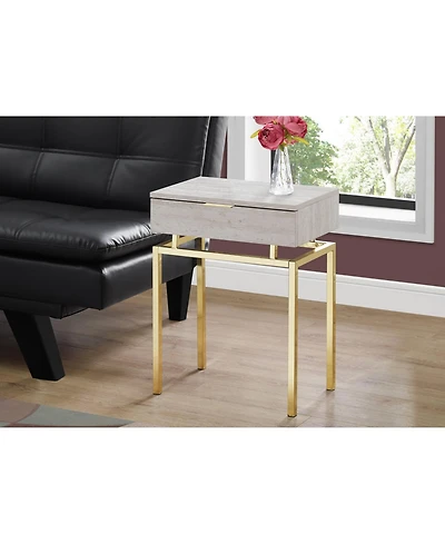 Lovmor 1 Pc Laminate & Metal Marble Look, Storage Drawer, Lamp Compatible Accent Table