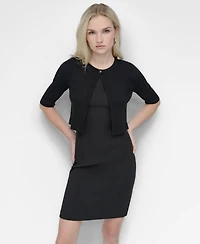 Dkny Women's Cropped Elbow Sleeve Snap Front Shrug