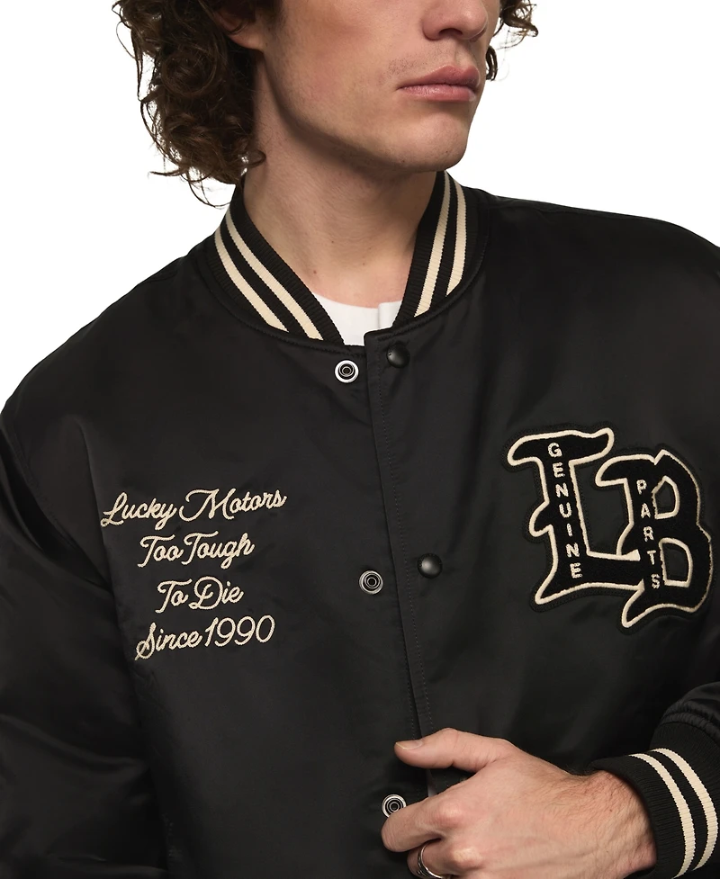 Lucky Brand Men's Satin Varsity Regular-Fit Jacket