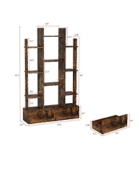 Streamdale Furniture Industrial Bookshelf with 2 Drawers & 12 Shelves