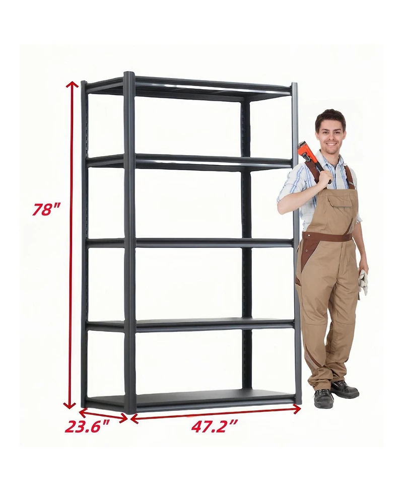 Streamdale Furniture 5-Tier Heavy-Duty Metal Storage Shelves, Adjustable for Garage, Basement, Kitchen