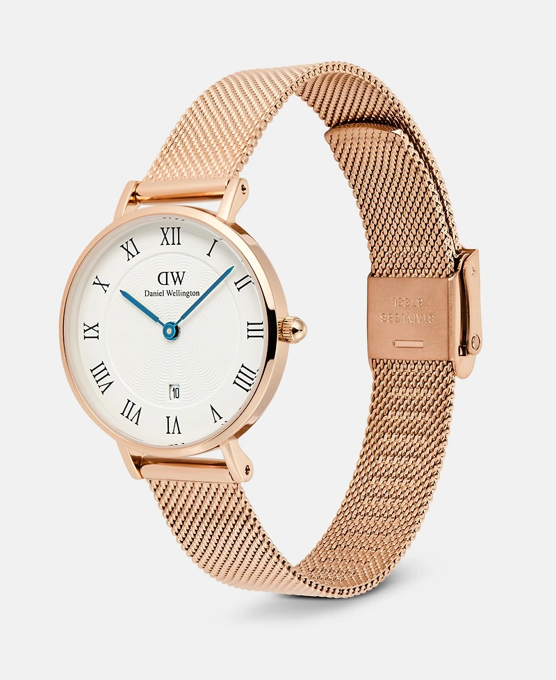 Daniel Wellington Women's Date Rose Gold-Tone Stainless Steel Watch