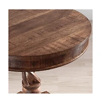 Jofran Global Archive Hand Carved Solid Mango Wood Pedestal Table