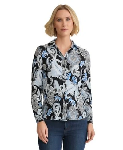 Jones New York Womens Printed Button Front Shirt