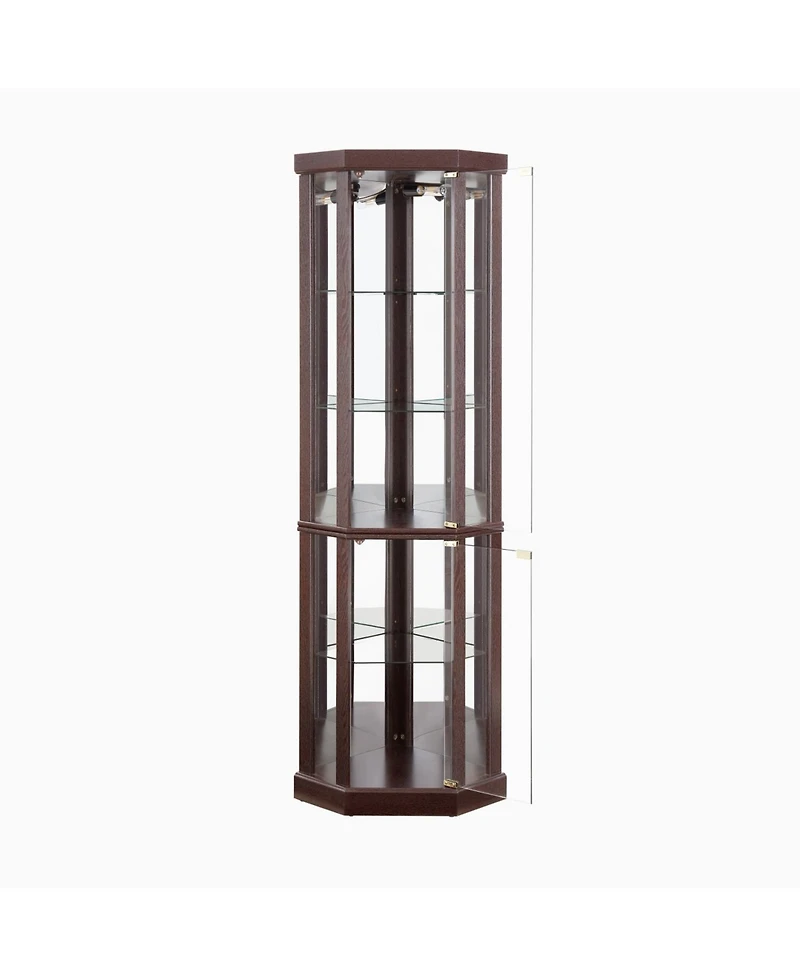 Streamdale Furniture Lighted Corner Curio Cabinet - Dark Cherry