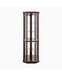 Streamdale Furniture Lighted Corner Curio Cabinet - Dark Cherry