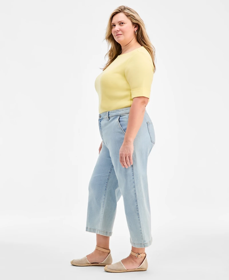 Style & Co Plus Wide-Leg Cropped Jeans, Exclusively at Macy's