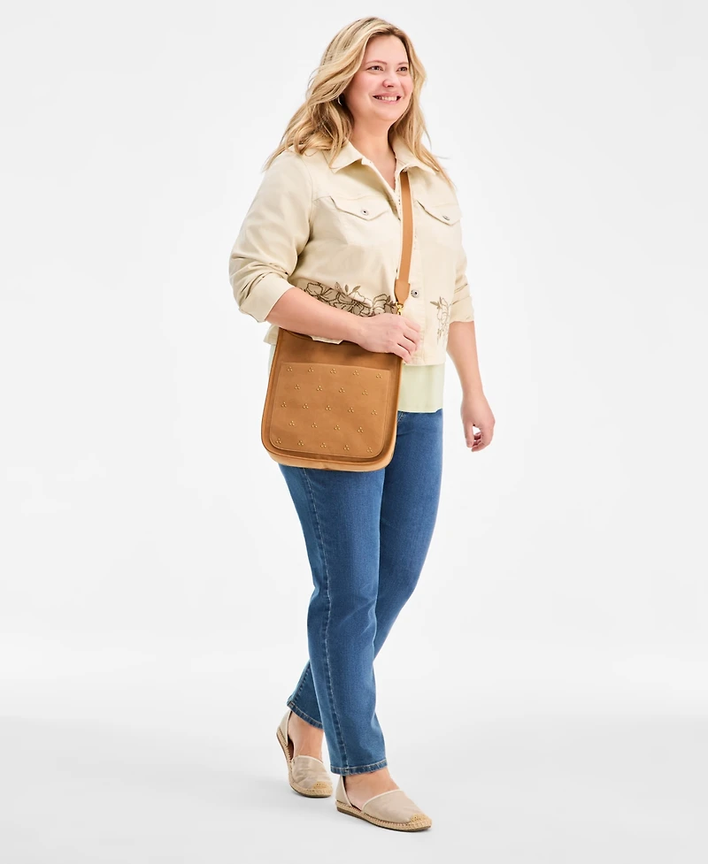 Style & Co Plus Cropped Embroidered Denim Jacket, Macy's Exclusive