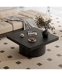 Streamdale Furniture Streamdale Modern Black Wood Veneer Coffee Table with Parquet Pattern