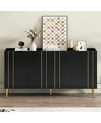 Streamdale Furniture Modern Luxe Shoe & Tv Cabinet with Gold Doors
