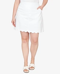Ruby Rd. Plus Scallop Hem Stretch Denim Skirt