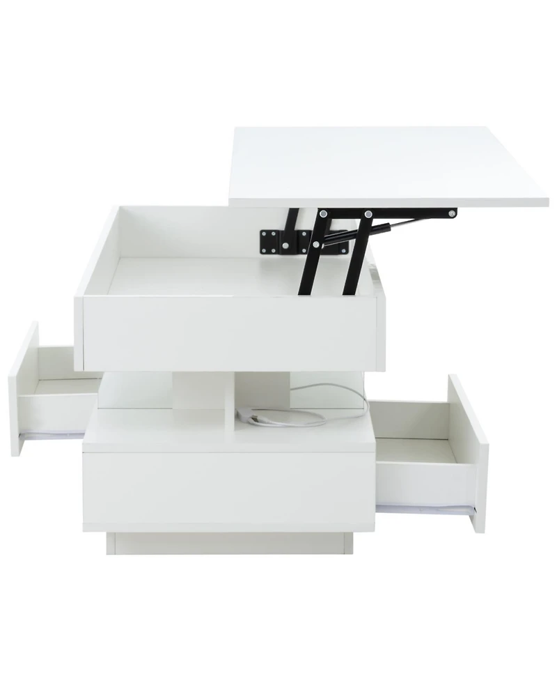 Streamdale Furniture Lift Top Coffee Table with Hidden Storage Led Lights