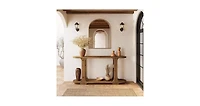 Tribesigns 63 Inch Solid Wood Console Table, Farmhouse Couch Table Behind Sofa with 2-Tier Shelf for Hallway, Foyer, Entrance