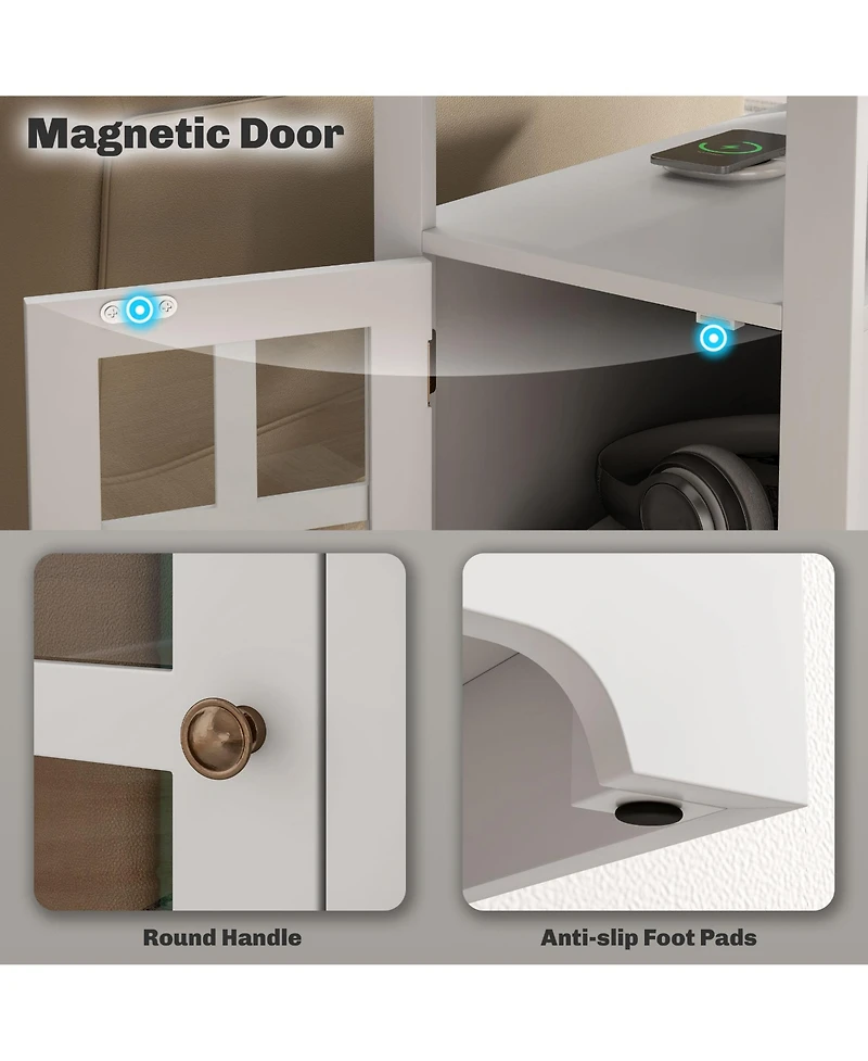 Homcom Side Table with Charging Station and Usb Ports