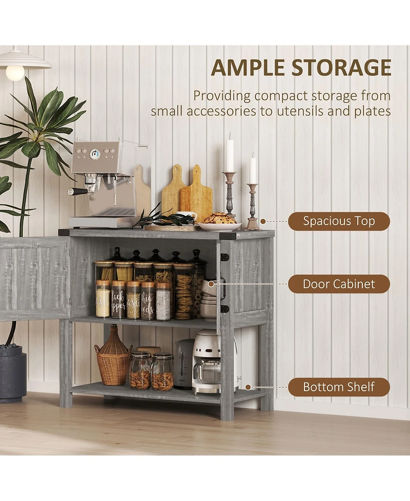 Homcom Multipurpose Corner Pantry w/Buffet Server Countertop Surface, Easy To Clean