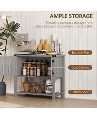 Homcom Multipurpose Corner Pantry w/Buffet Server Countertop Surface, Easy To Clean