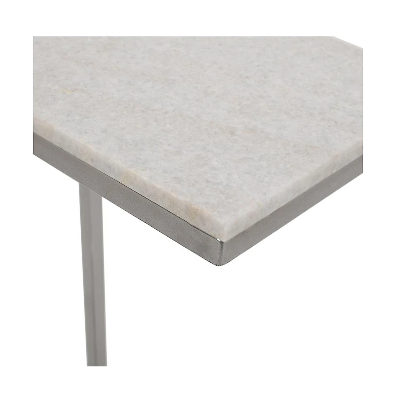 Jofran Aurora Solid Marble Modern Luxury Glam Accent C-Table (Set of 2)