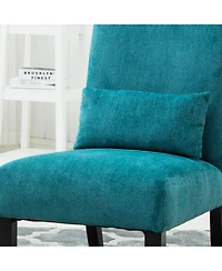 Streamdale Furniture Pisano Contemporary Chenille Fabric Armless Chair with Pillow