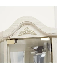 Streamdale Furniture Lighted Corner Glass Curio Cabinet, Bar & Wine Cabinet, White