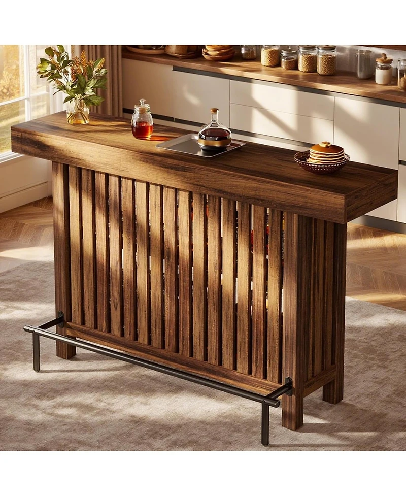 Tribesigns 63-Inch Large Home Bar Unit, Modern 2-Tier Table with Footrest, Corner Mini Coffee Cabinet for Kitchen Pub, Dining Room, Livin