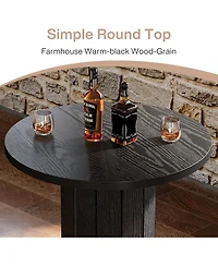 Tribesigns Round Bar Table, 39.4" H Wood Bistro Pub Table with Metal Ring Footrest (Only Table)