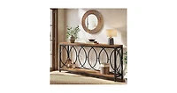 Tribesigns 70.9-Inch Extra Long Console Table, 2-Tier Industrial Table Behind Couch with Storage Shelf, Narrow Entryway