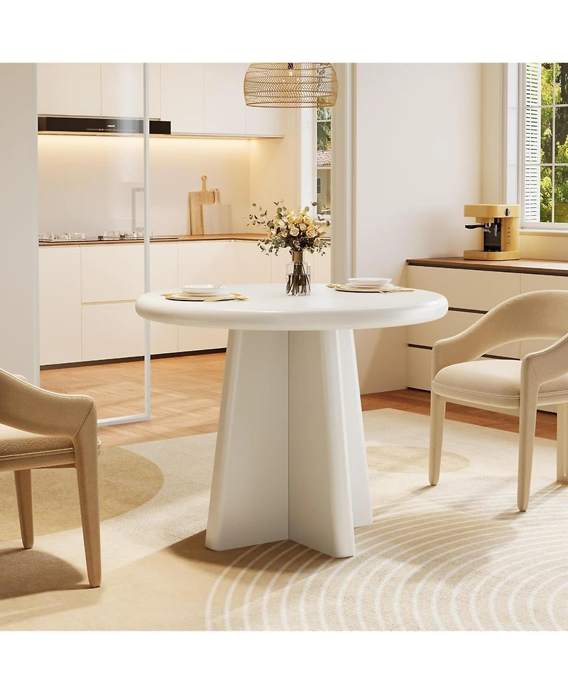 Tribesignsfor 31.5-Inch Wood Sturdy Base, Modern Dinner Furniture Round Dining Table