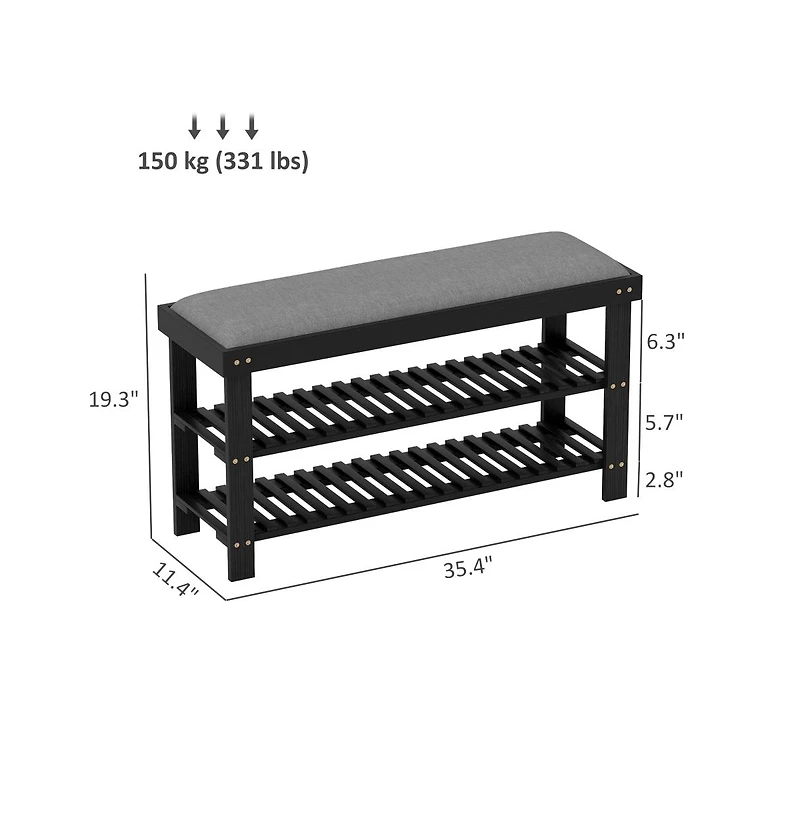 Slickblue Hallway Shoe Bench with 2-Tier Storage and Seat