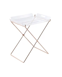 Lovmor Rectangular Tray Table with Removable Clear Acrylic Top, Metal X-Frame Base, 100 lbs Capacity, Modern Accent Table