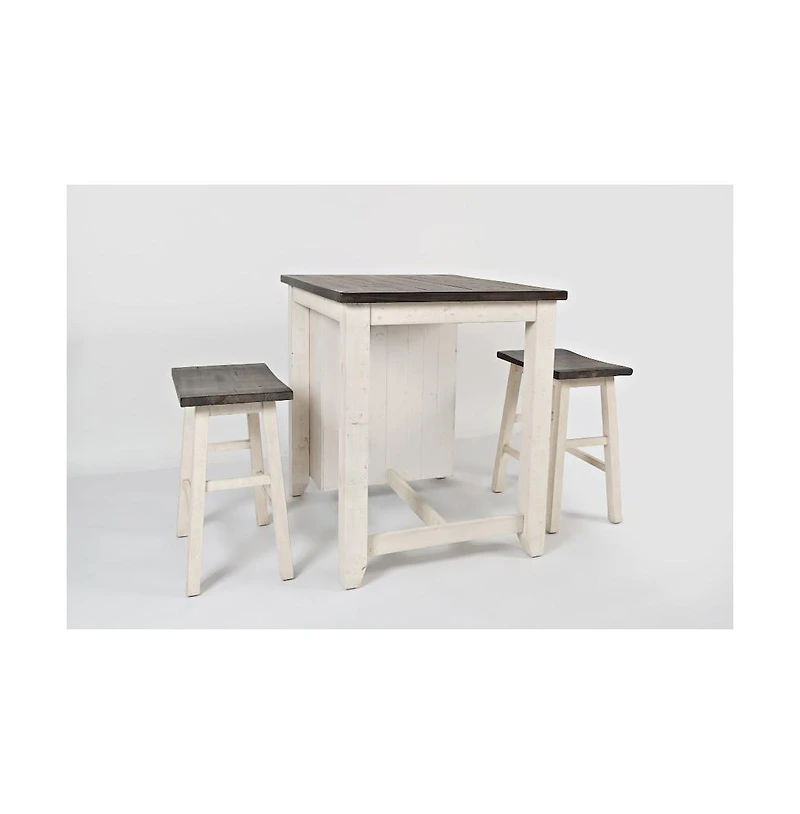 Jofran Rustic Reclaimed Solid Wood Farmhouse 3 Piece Counter Height Dining Set