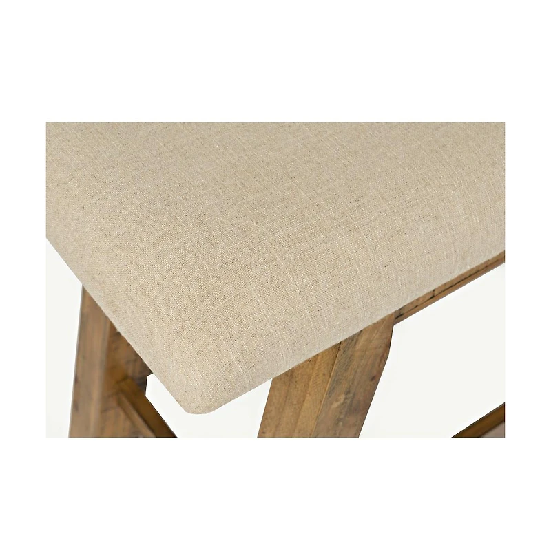 Telluride Rustic Farmhouse Solid Wood Upholstered 85" Counter Height Bench