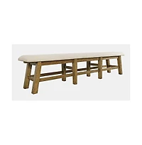 Jofran Telluride Rustic Farmhouse Solid Wood 85" Upholstered Dining Bench