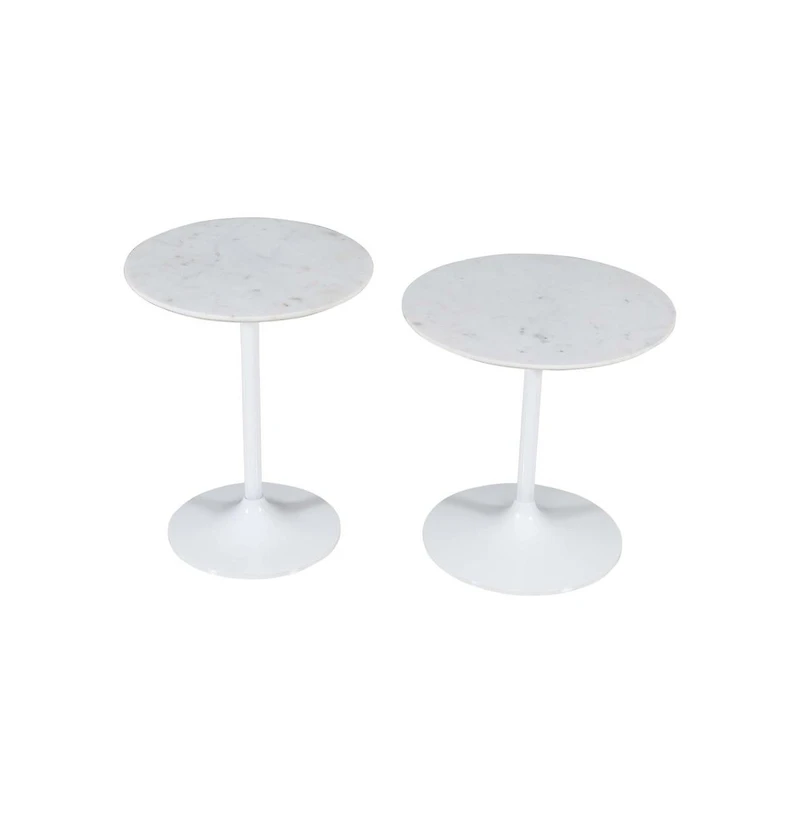 Jofran Camille Solid Marble and Iron Modern Luxury Accent Tables (Set of 2