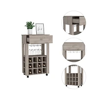 Lovmor 12 - Bottle Wine Cabinet with Four Legs Open Shelf and 27.44in Top