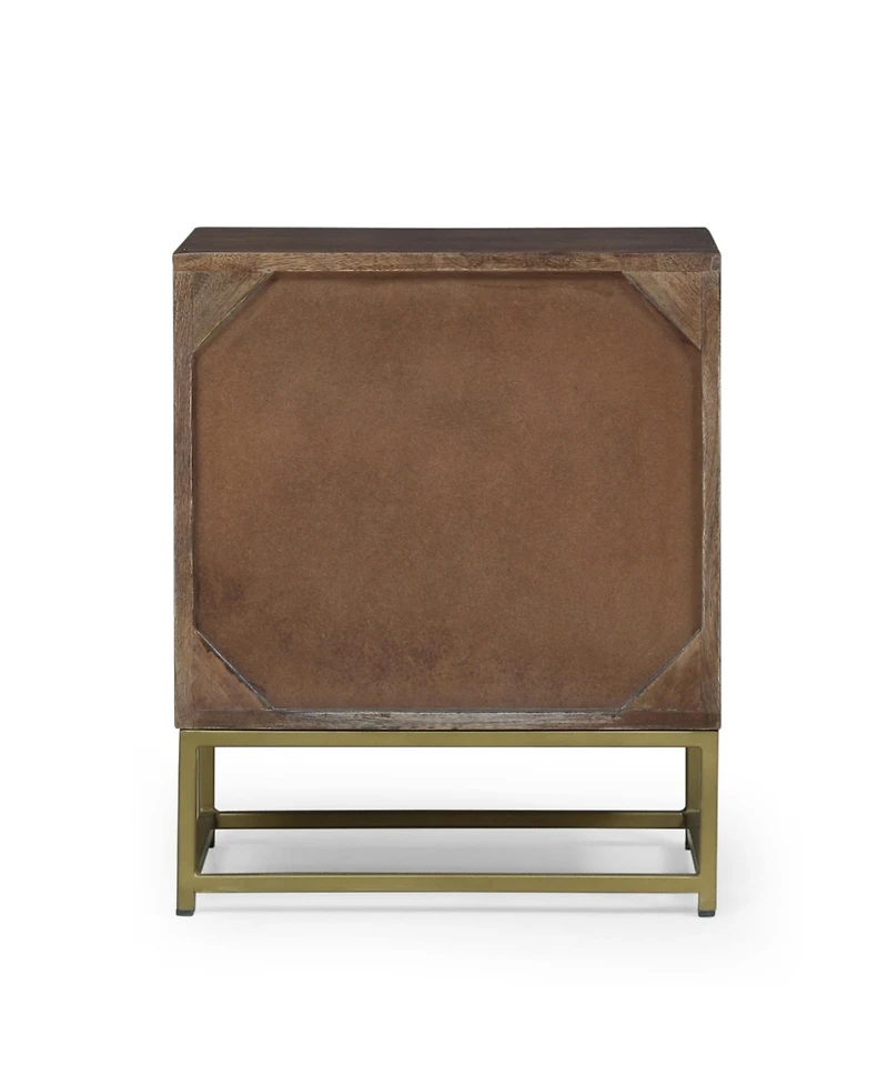 Streamdale Furniture Gold Fish Scale 3-Drawer Mango Wood Contemporary Side Table