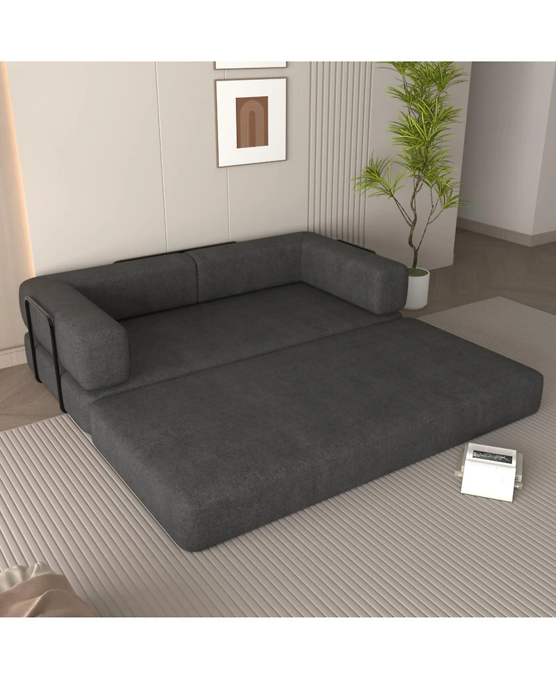 Streamdale Furniture Streamdale Corduroy Convertible Sleeper Sofa Bed with Pillow (Grey