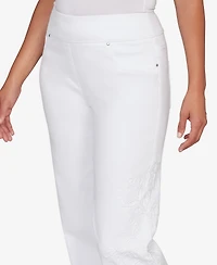 Ruby Rd. Petite Embroidered Stovepipe Pull On Jeans