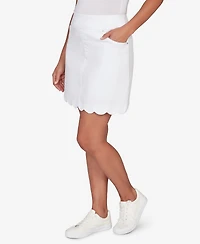 Ruby Rd. Petite Scallop Hem Stretch Denim Skirt