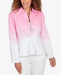 Ruby Rd. Petite Ombre Denim Peplum Jacket