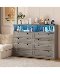 gaomon 8 Drawer Wood Dresser, Wide Chest Storage for Bedroom, Living Room, Hallway, Tv Stand for Up to 55" Tv