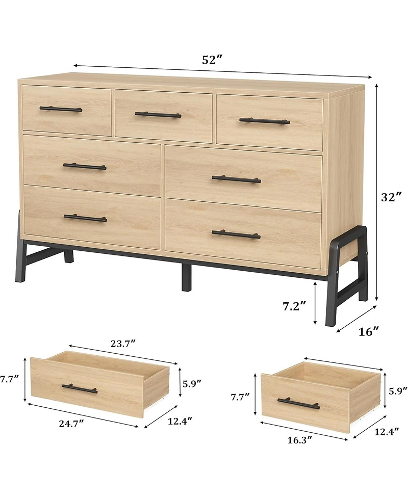 gaomon 52" Wide 7-Drawer Dresser, Freestanding Wooden Closet Storage Chest for Bedroom, Living Room, Entryway