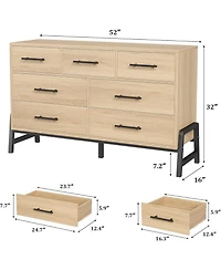 gaomon 52" Wide 7-Drawer Dresser, Freestanding Wooden Closet Storage Chest for Bedroom, Living Room, Entryway