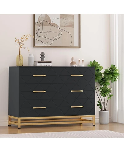 Gaomon 6-Drawer Dresser for Bedroom & Closet Tall Chest with Soft-Close Glides, Anti-Tip Kit | 28.7" H Space Saving Storage Organizer