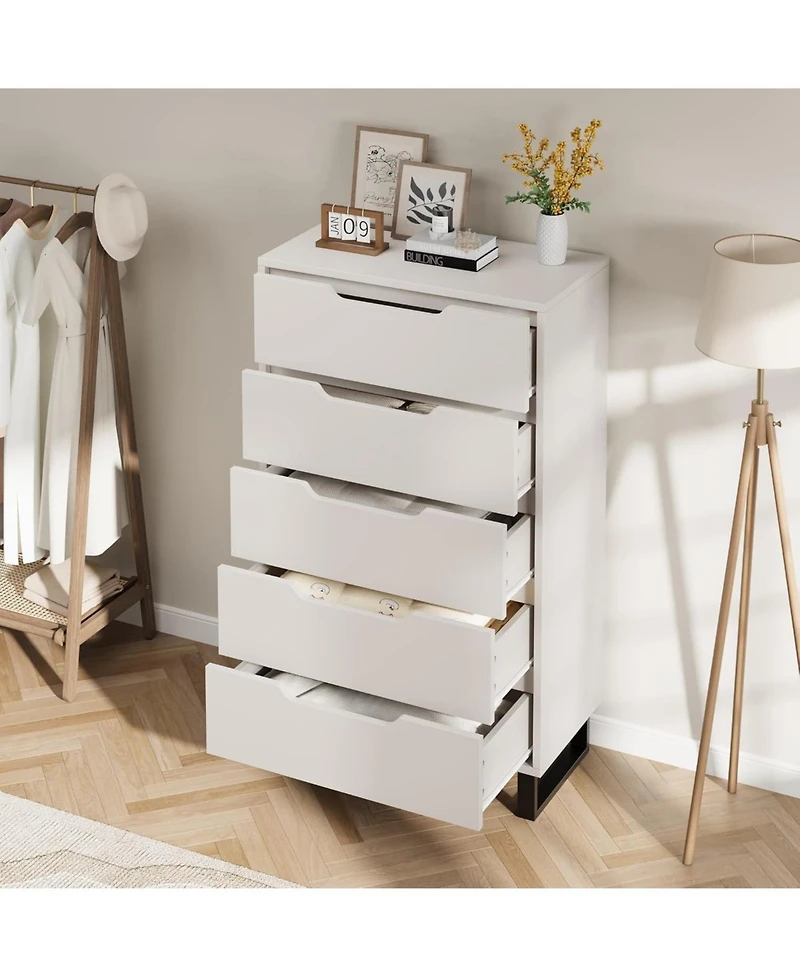 gaomon 5 Drawer Tall Dresser for Bedroom, 50" Vertical Storage Chest Organizer Living Room, Entryway, Ash Grey