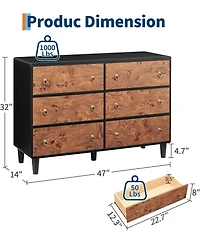 gaomon 6 Drawers Dresser for Bedroom, Fabric Storage Tower Living Room, Entryway, Easy Pull Bins, Chests Organizer