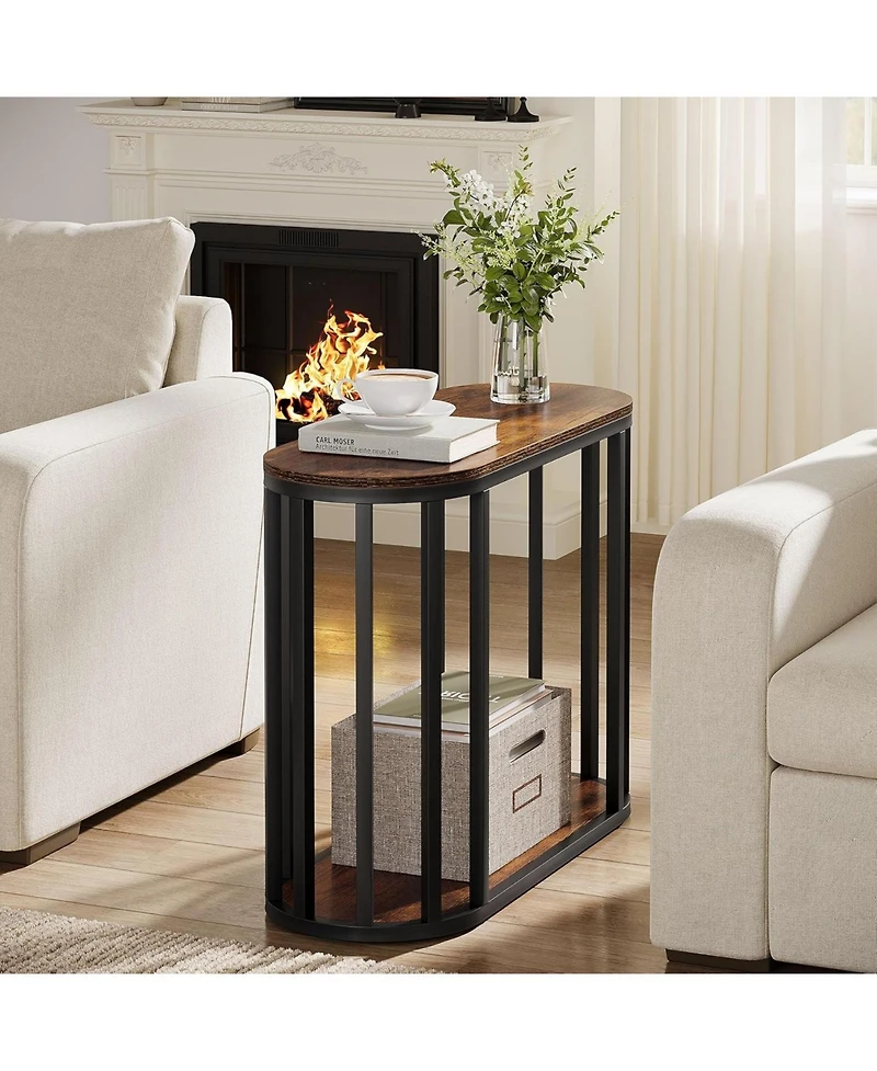 Tribesigns Narrow End Table with Storage, 31.5"D x 11.81"W x 23.62"H (1)