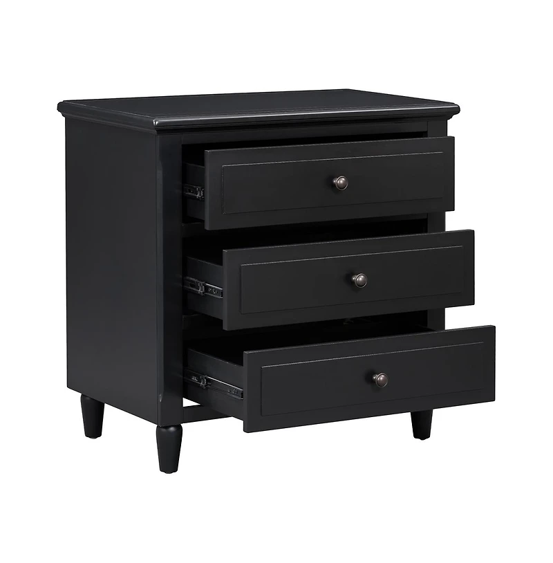 Cesicia Nightstand with 3 Drawers Modern Bedside Table Smooth Gliding Rails & Metal Handle