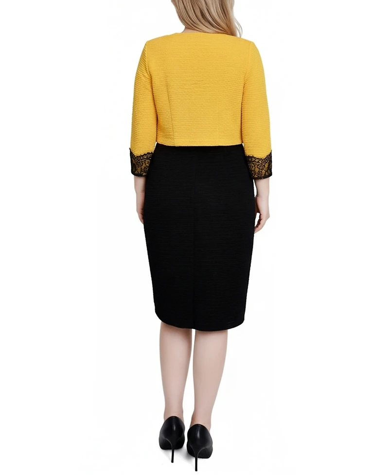 Ny Collection Women's Lace-Detail 2 Piece Textured Knit Dress Set