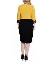 Ny Collection Women's Lace-Detail 2 Piece Textured Knit Dress Set