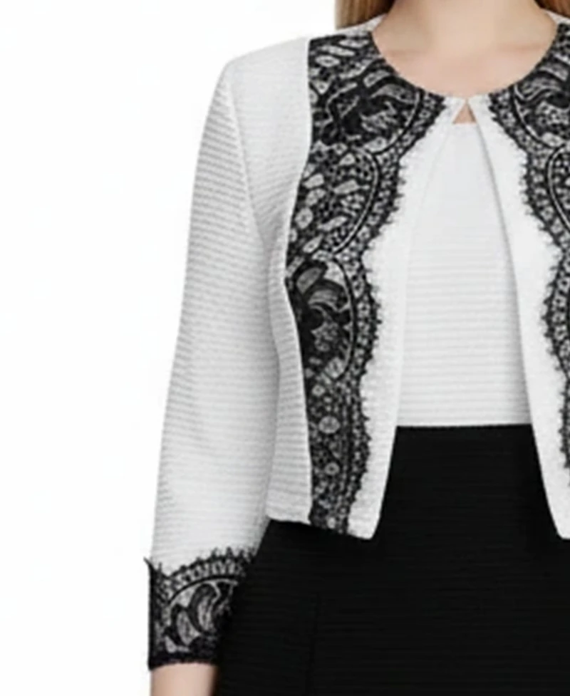 Ny Collection Women's Lace-Detail 2 Piece Textured Knit Dress Set